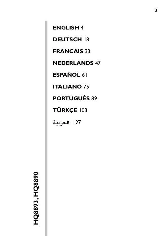Mode d'emploi PHILIPS HQ8890