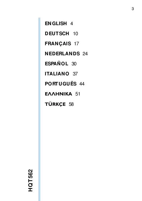 Mode d'emploi PHILIPS HQT562