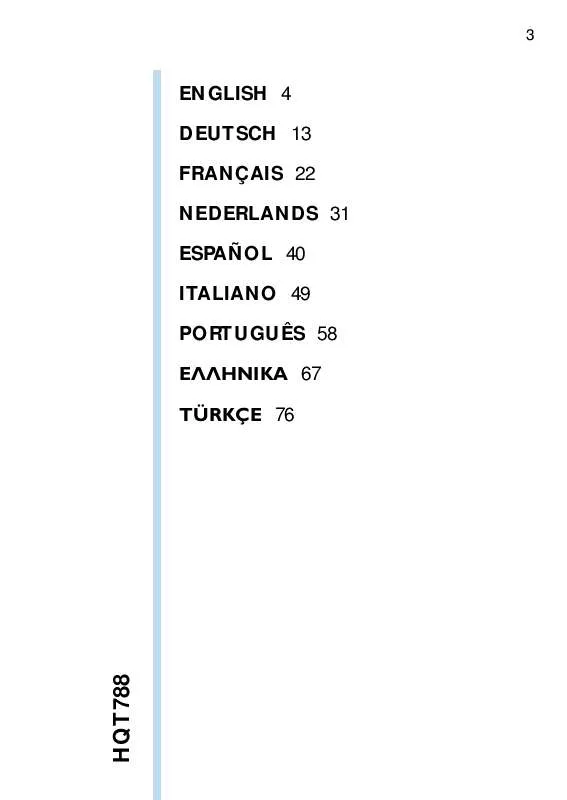 Mode d'emploi PHILIPS HQT788