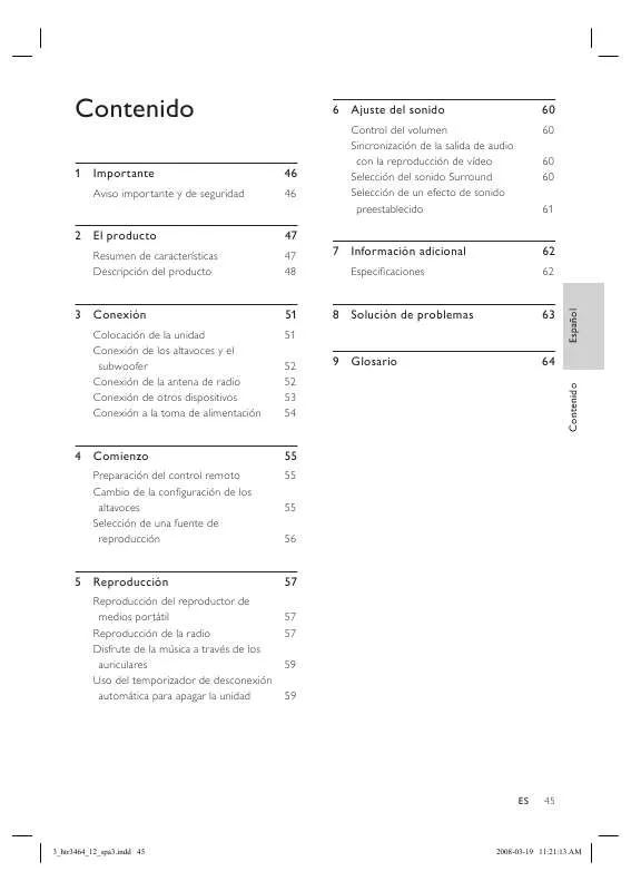 Mode d'emploi PHILIPS HTR3464