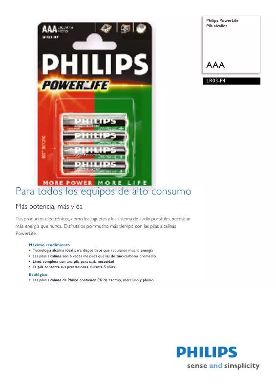 Mode d'emploi PHILIPS LR03-P4