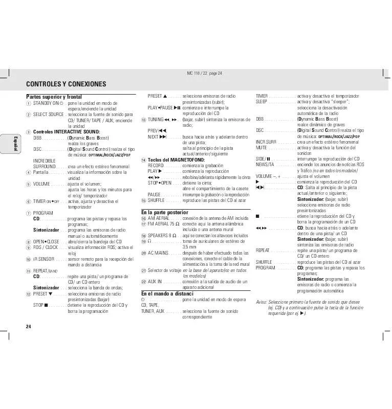 Mode d'emploi PHILIPS MC118