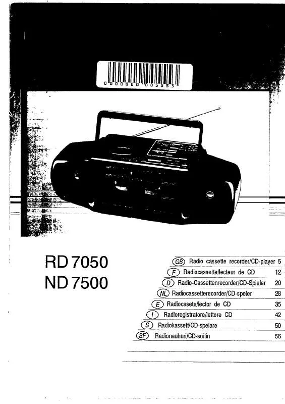 Mode d'emploi PHILIPS RD7050