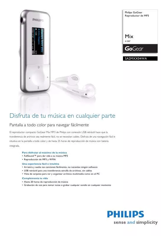 Mode d'emploi PHILIPS SA2MXX04