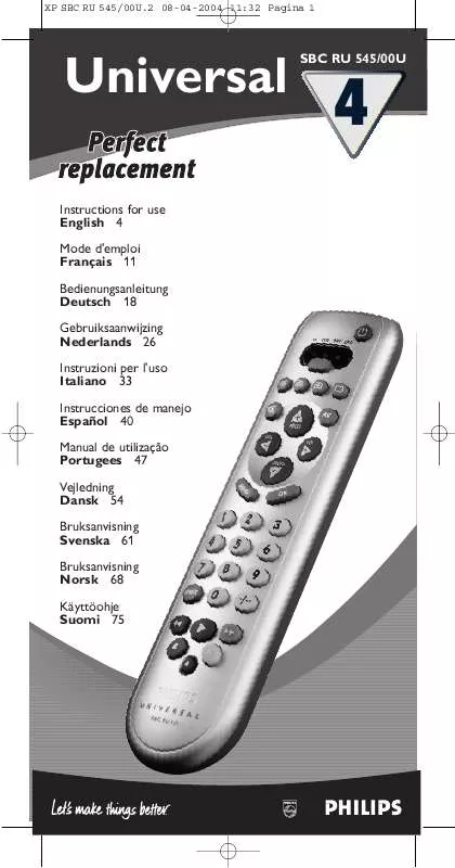 Mode d'emploi PHILIPS SBCRU545/05U