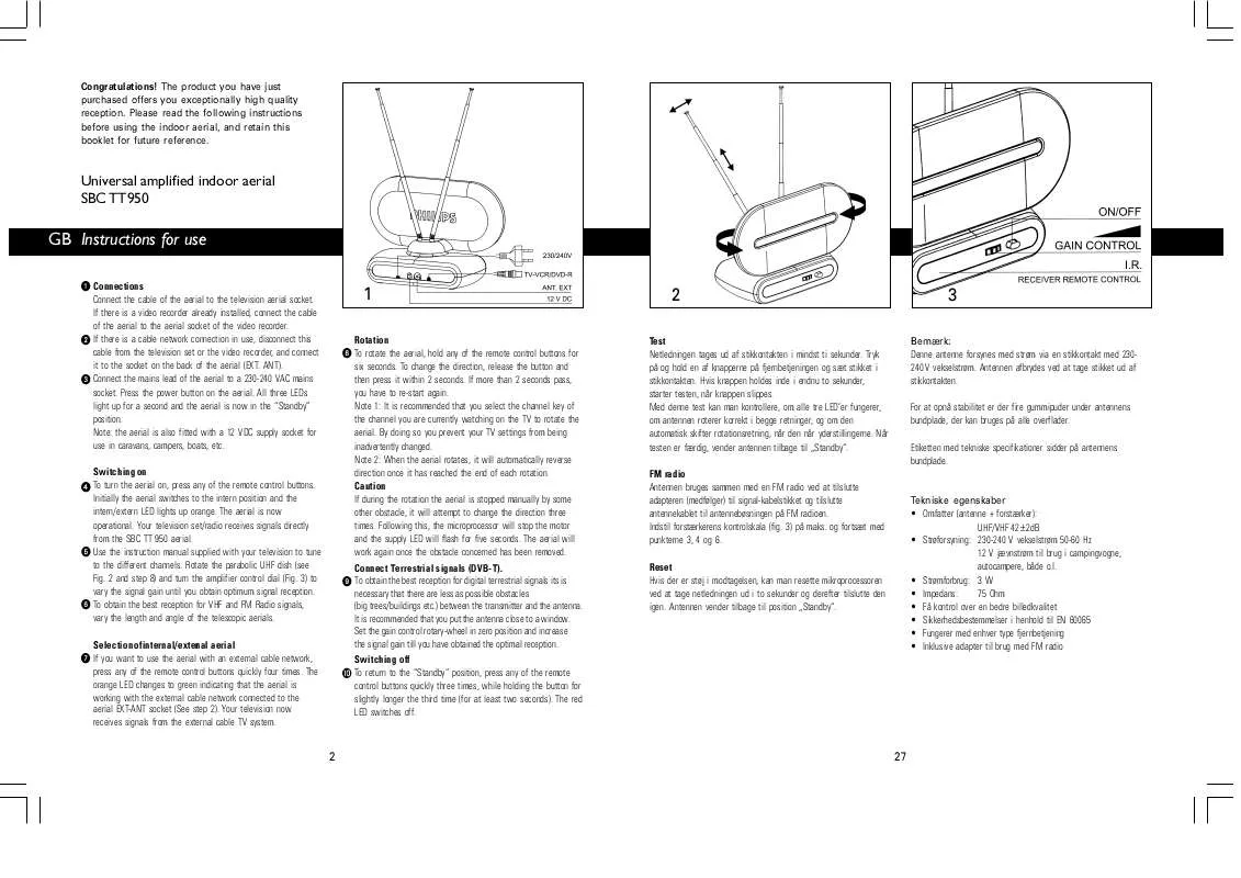 Mode d'emploi PHILIPS SBCTT950