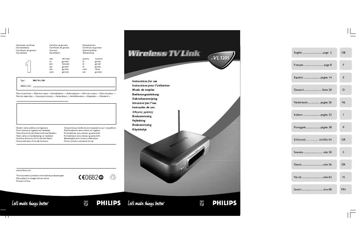 Mode d'emploi PHILIPS SBCVL1205