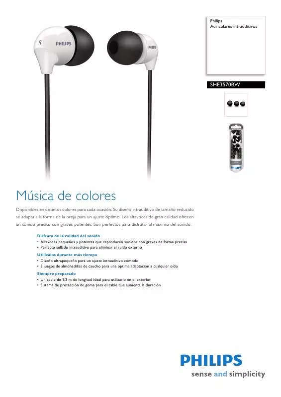 Mode d'emploi PHILIPS SHE-3570BW