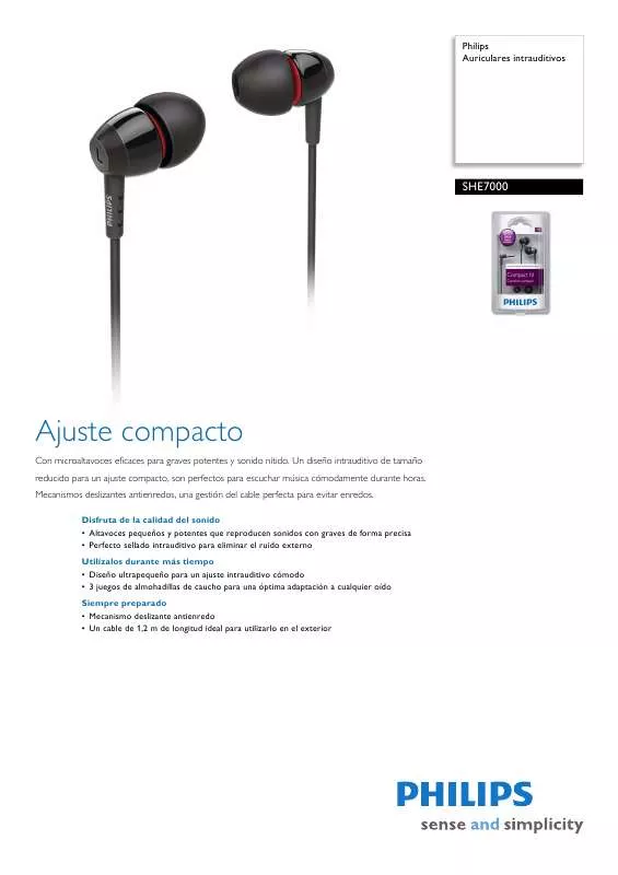 Mode d'emploi PHILIPS SHE-7000