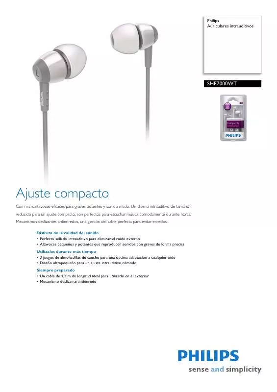 Mode d'emploi PHILIPS SHE-7000WT