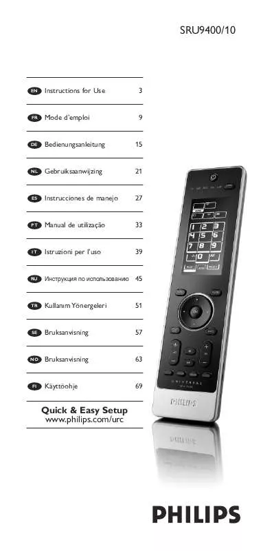 Mode d'emploi PHILIPS SRU9400