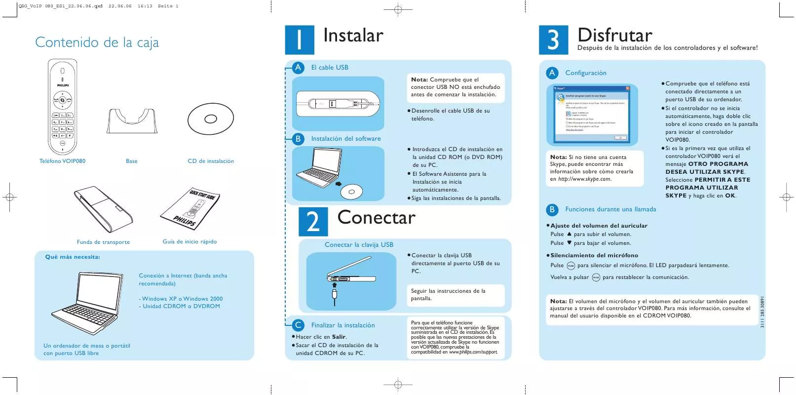 Mode d'emploi PHILIPS VOIP0801B