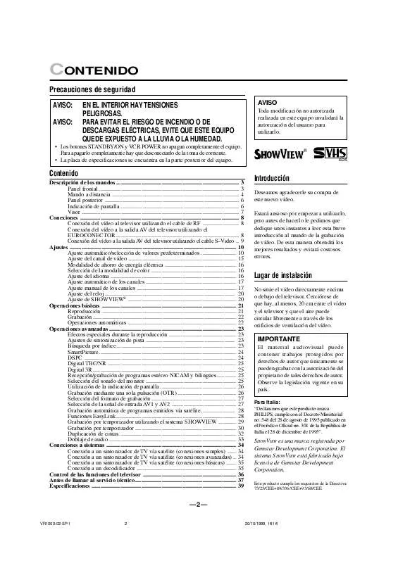 Mode d'emploi PHILIPS VR1000