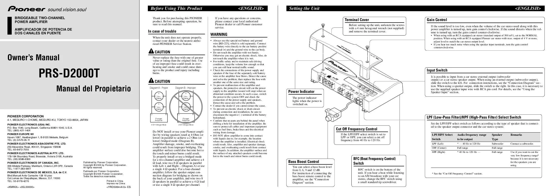 Mode d'emploi PIONEER PRS-D2000T