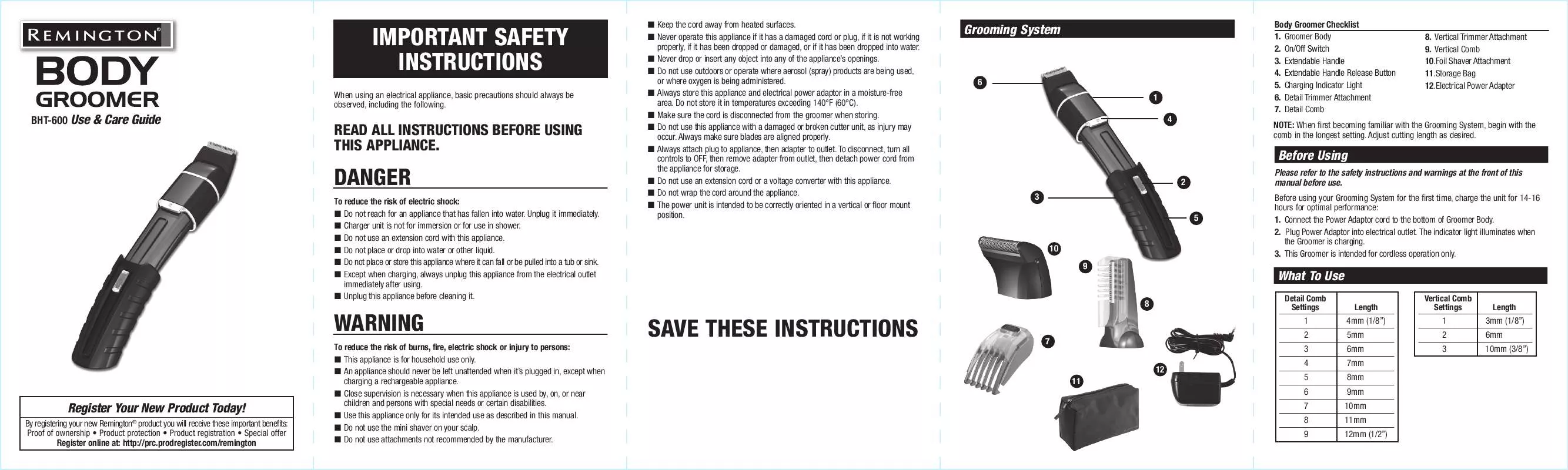 Mode d'emploi REMINGTON BHT-600