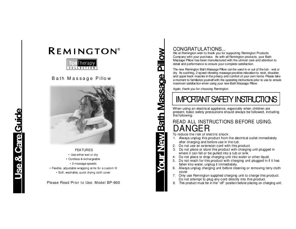 Mode d'emploi REMINGTON BP-600