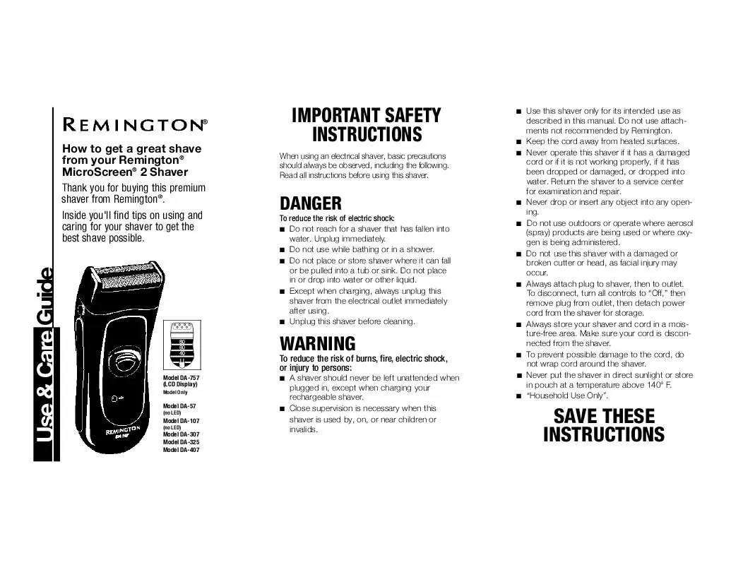 Mode d'emploi REMINGTON DA-57