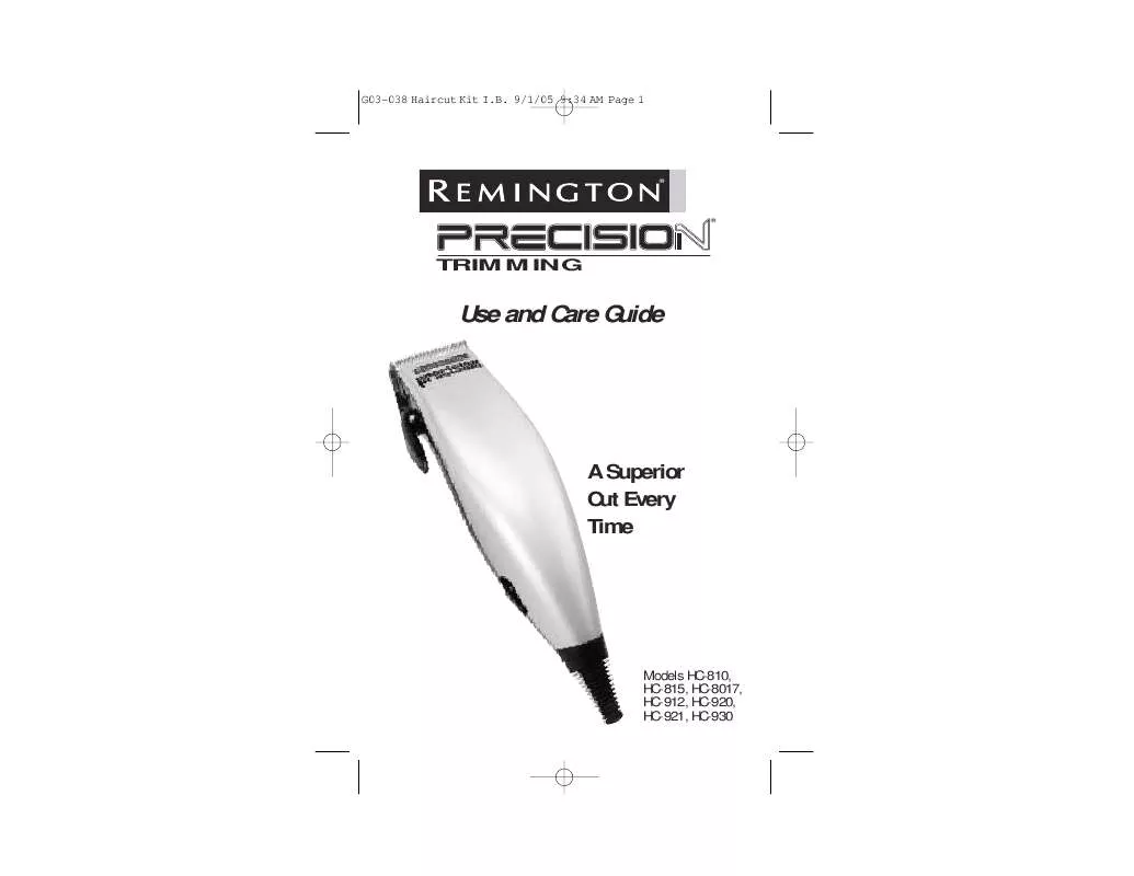 Mode d'emploi REMINGTON HC-8017