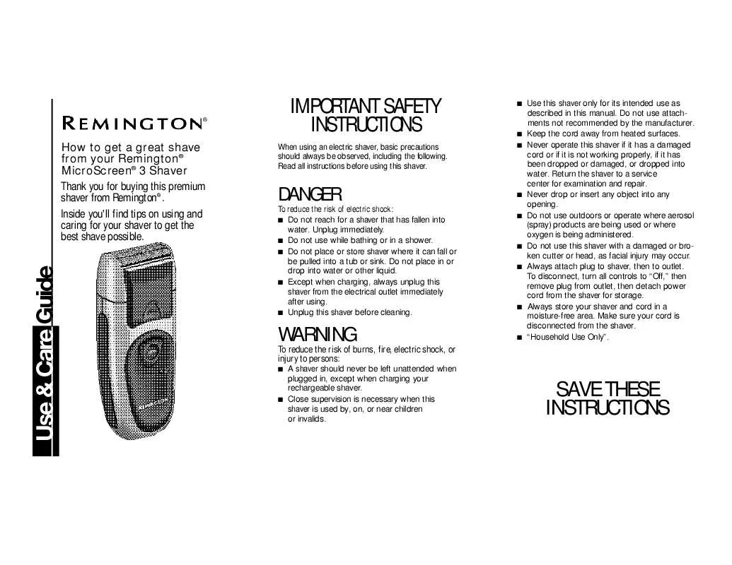 Mode d'emploi REMINGTON TA5570