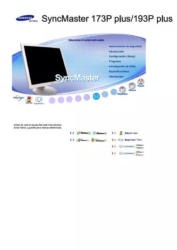 Mode d'emploi SAMSUNG SYNCMASTER 173P PLUS