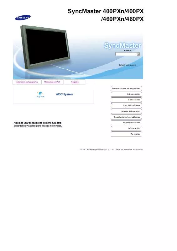 Mode d'emploi SAMSUNG SYNCMASTER 400PXN