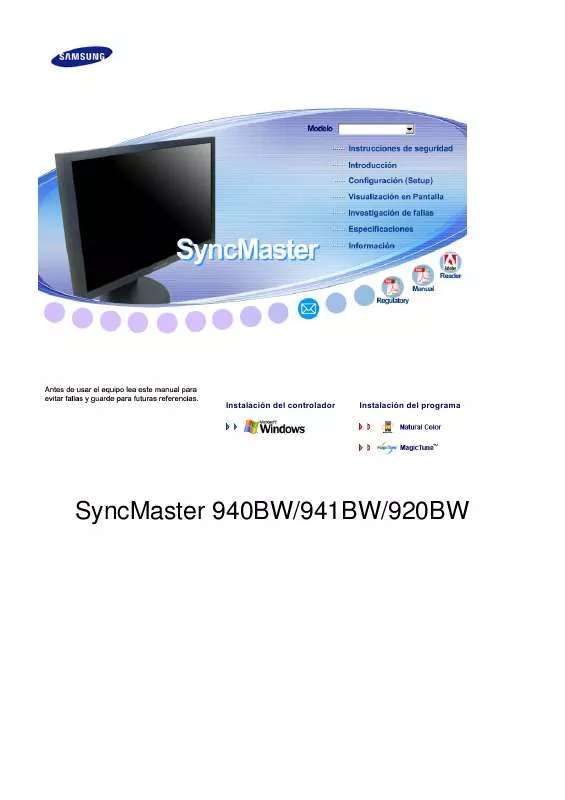 Mode d'emploi SAMSUNG SYNCMASTER 920BW