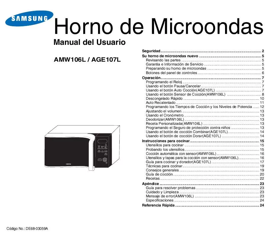 Mode d'emploi SAMSUNG AGE107L