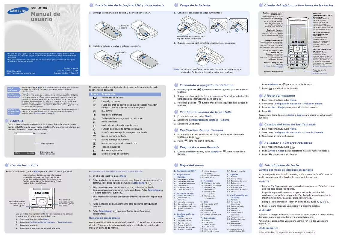 Mode d'emploi SAMSUNG B100