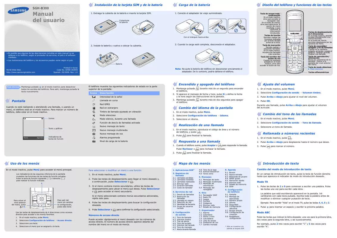 Mode d'emploi SAMSUNG B300