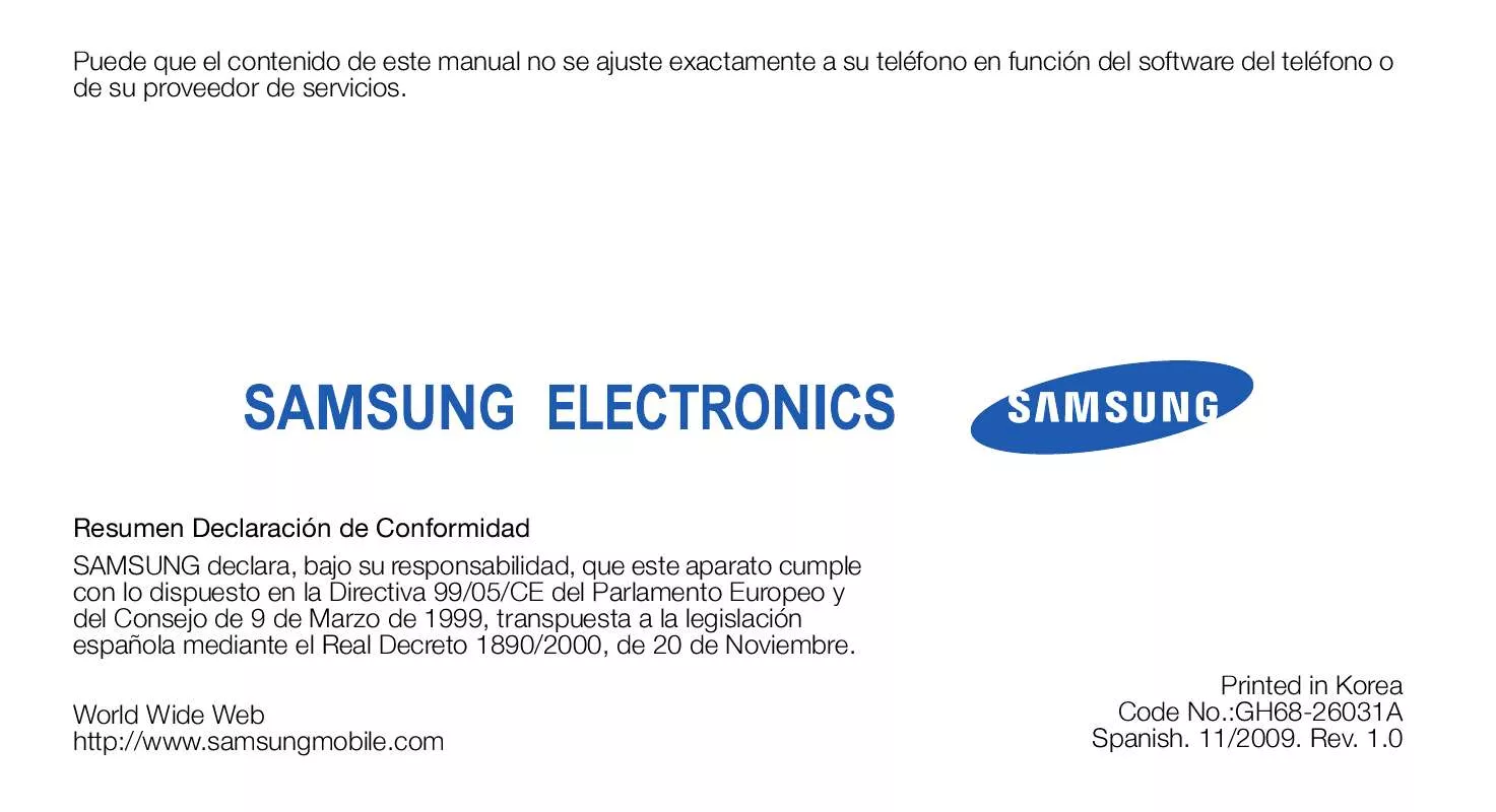 Mode d'emploi SAMSUNG B5310 CORBY PRO