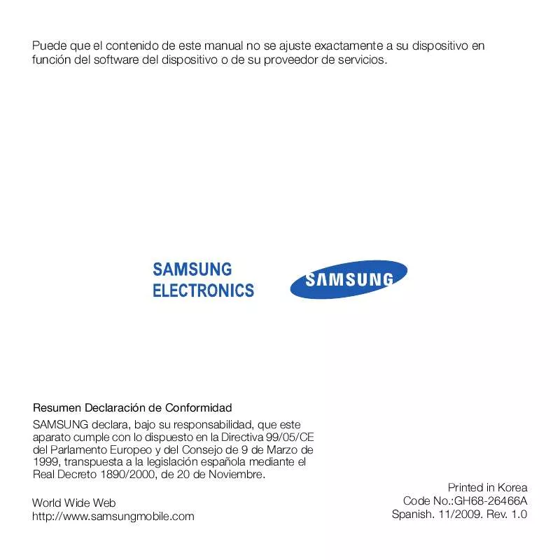 Mode d'emploi SAMSUNG B7610 OMNIA PRO