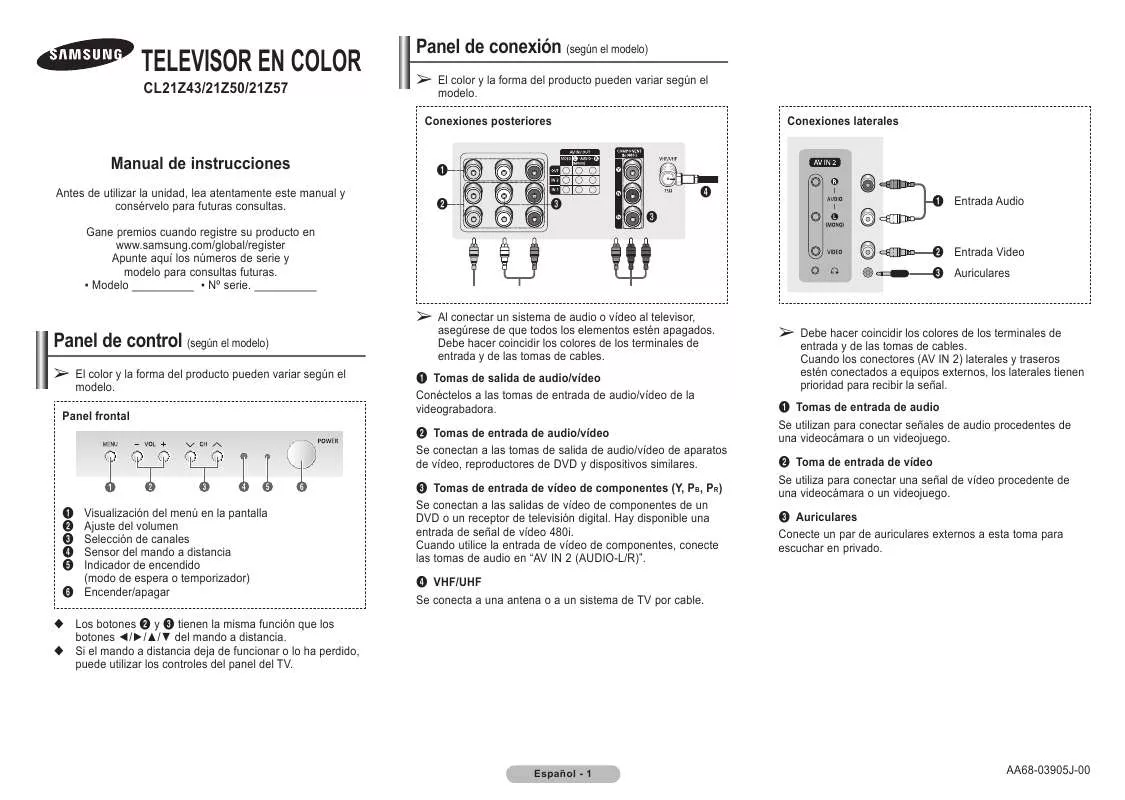 Mode d'emploi SAMSUNG CL-21Z43MQ