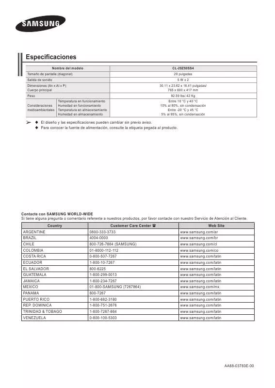 Mode d'emploi SAMSUNG CL-29Z50SS