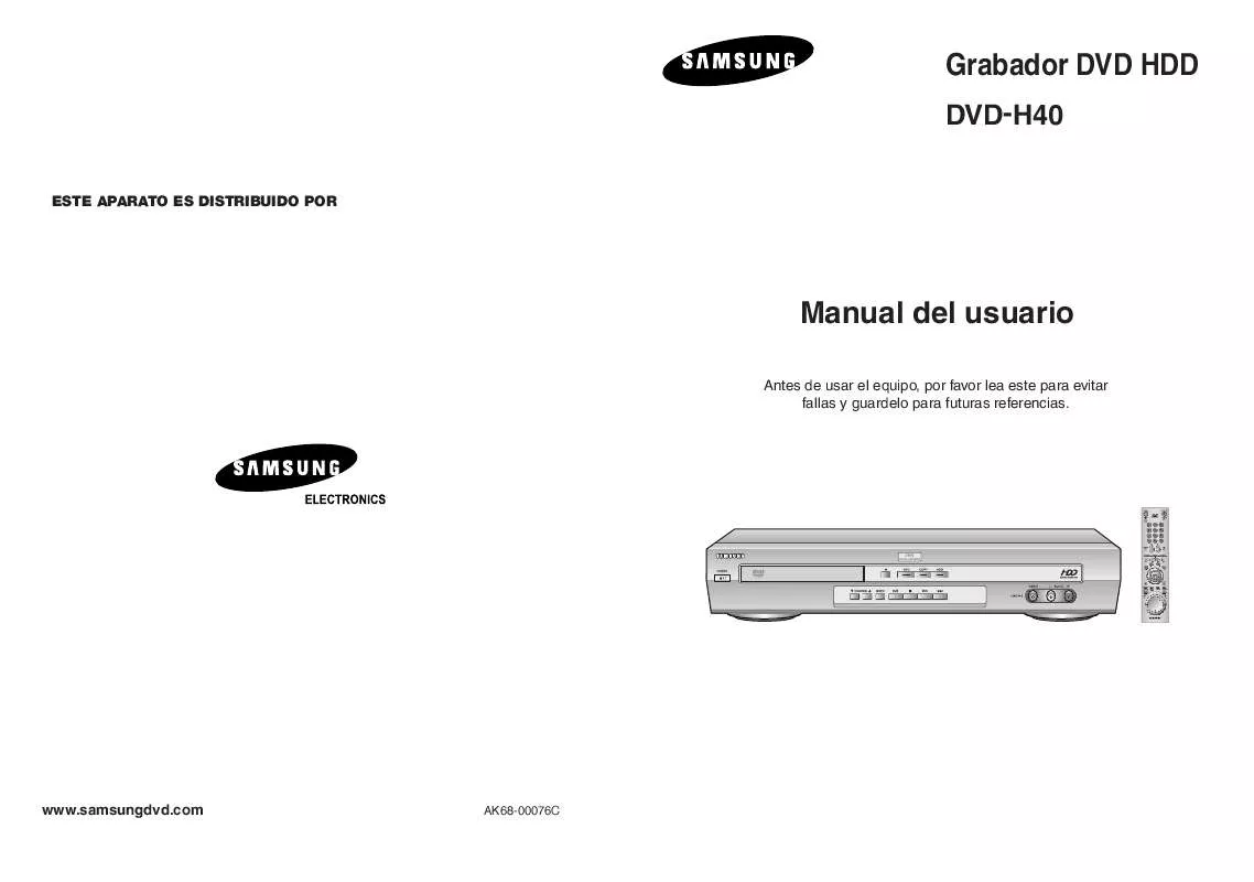 Mode d'emploi SAMSUNG DVD-H40