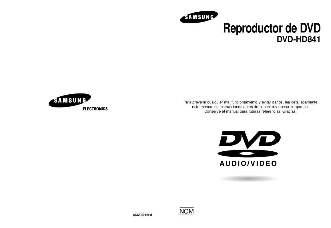 Mode d'emploi SAMSUNG DVD-HD841