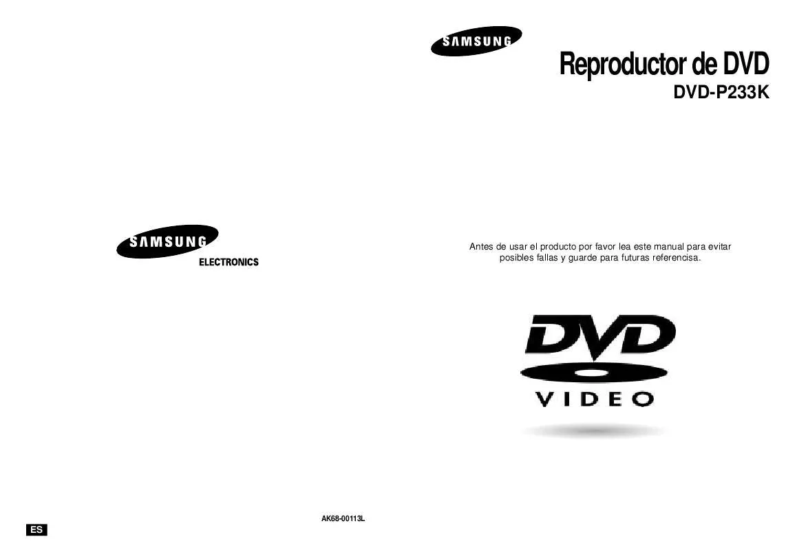 Mode d'emploi SAMSUNG DVD-P233K