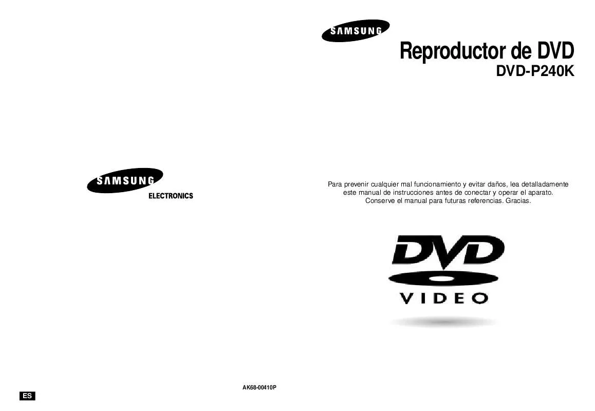 Mode d'emploi SAMSUNG DVD-P240K