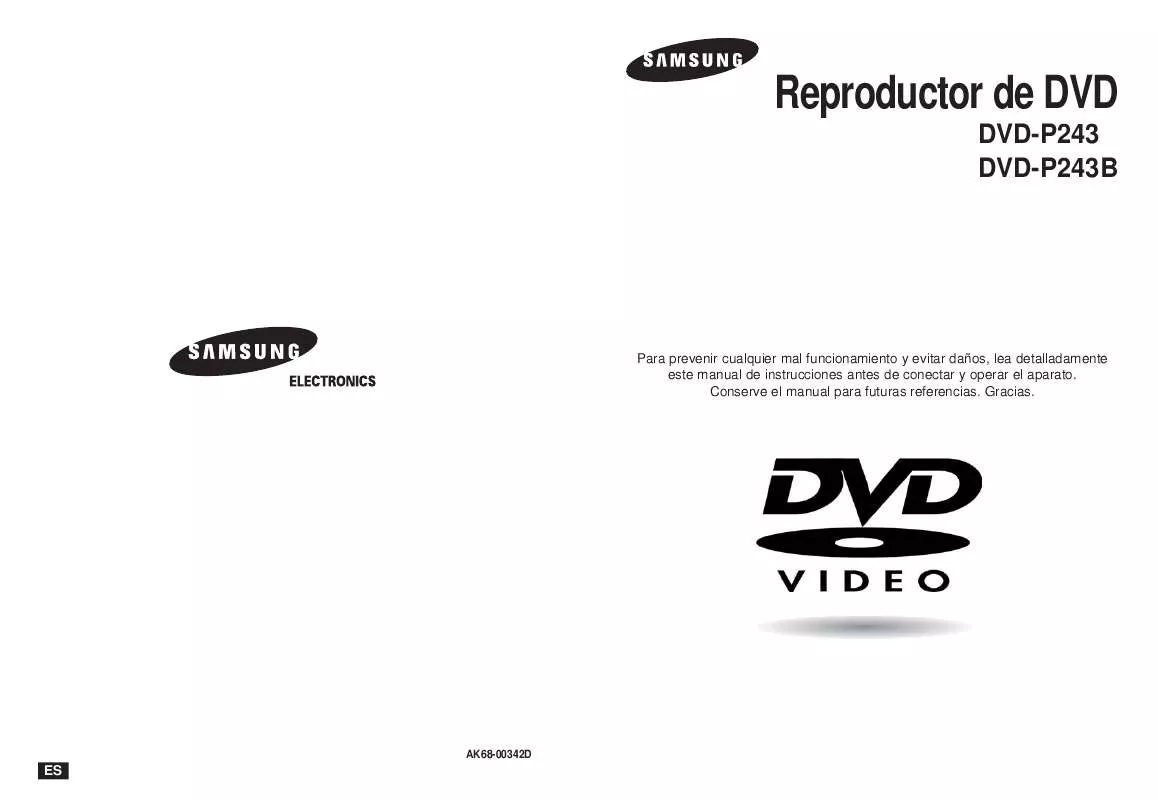 Mode d'emploi SAMSUNG DVD-P243B