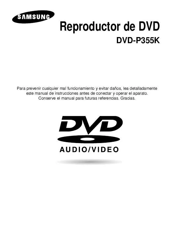 Mode d'emploi SAMSUNG DVD-P355K