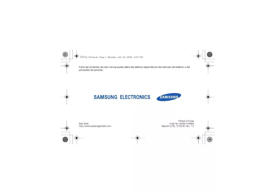 Mode d'emploi SAMSUNG F275