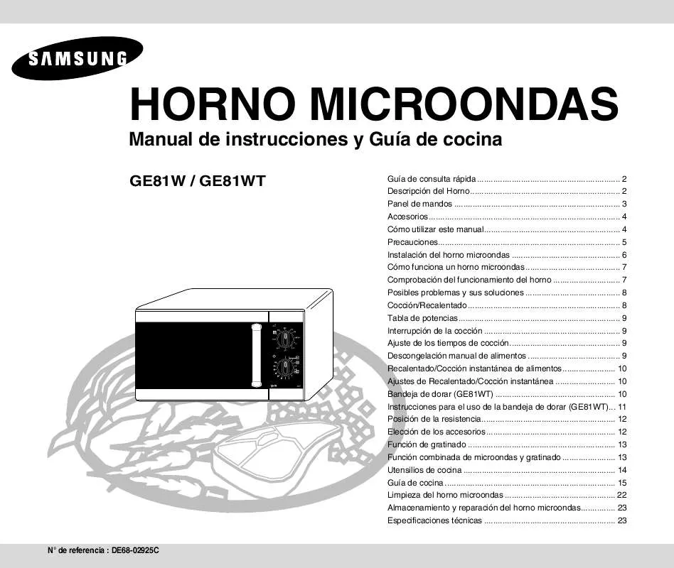 Mode d'emploi SAMSUNG GE81W