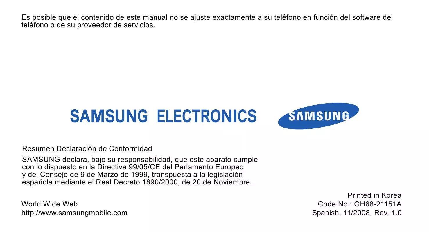 Mode d'emploi SAMSUNG GT-M3510