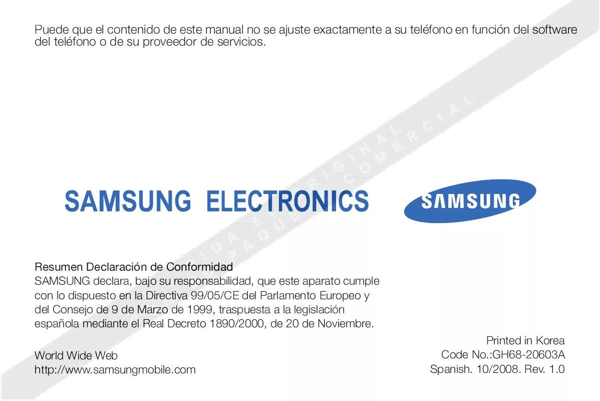 Mode d'emploi SAMSUNG GT-M8800