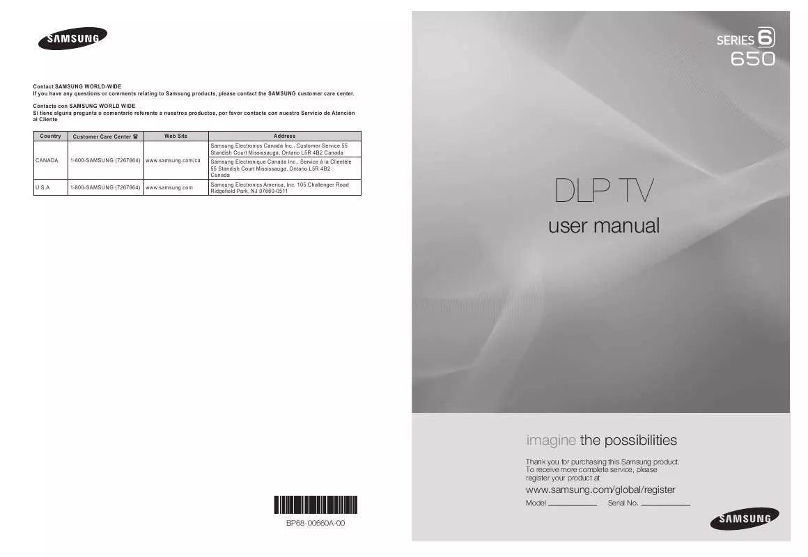 Mode d'emploi SAMSUNG HL56A650C1F