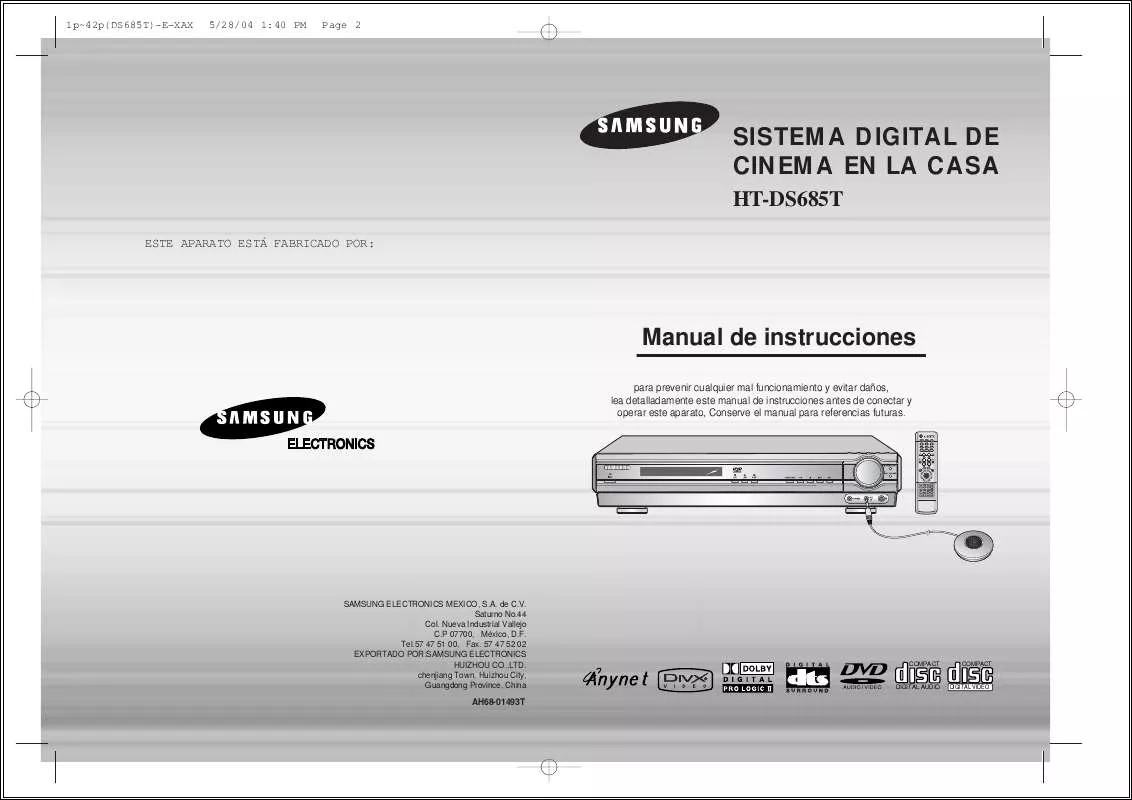 Mode d'emploi SAMSUNG HT-DS685