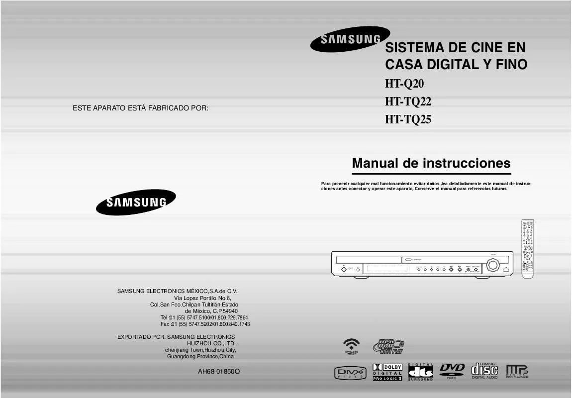 Mode d'emploi SAMSUNG HT-Q20