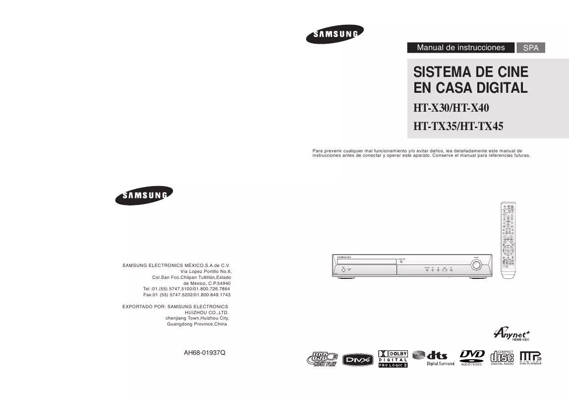 Mode d'emploi SAMSUNG HT-TX45