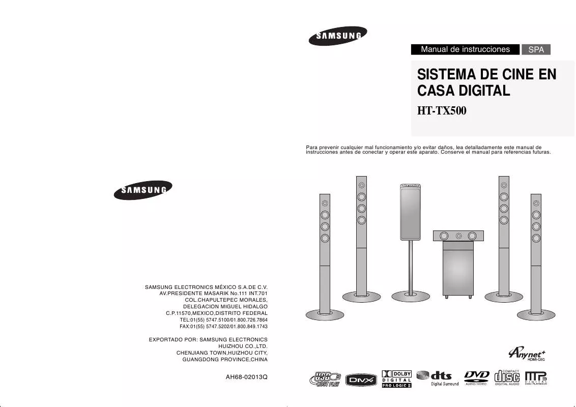 Mode d'emploi SAMSUNG HT-TX500