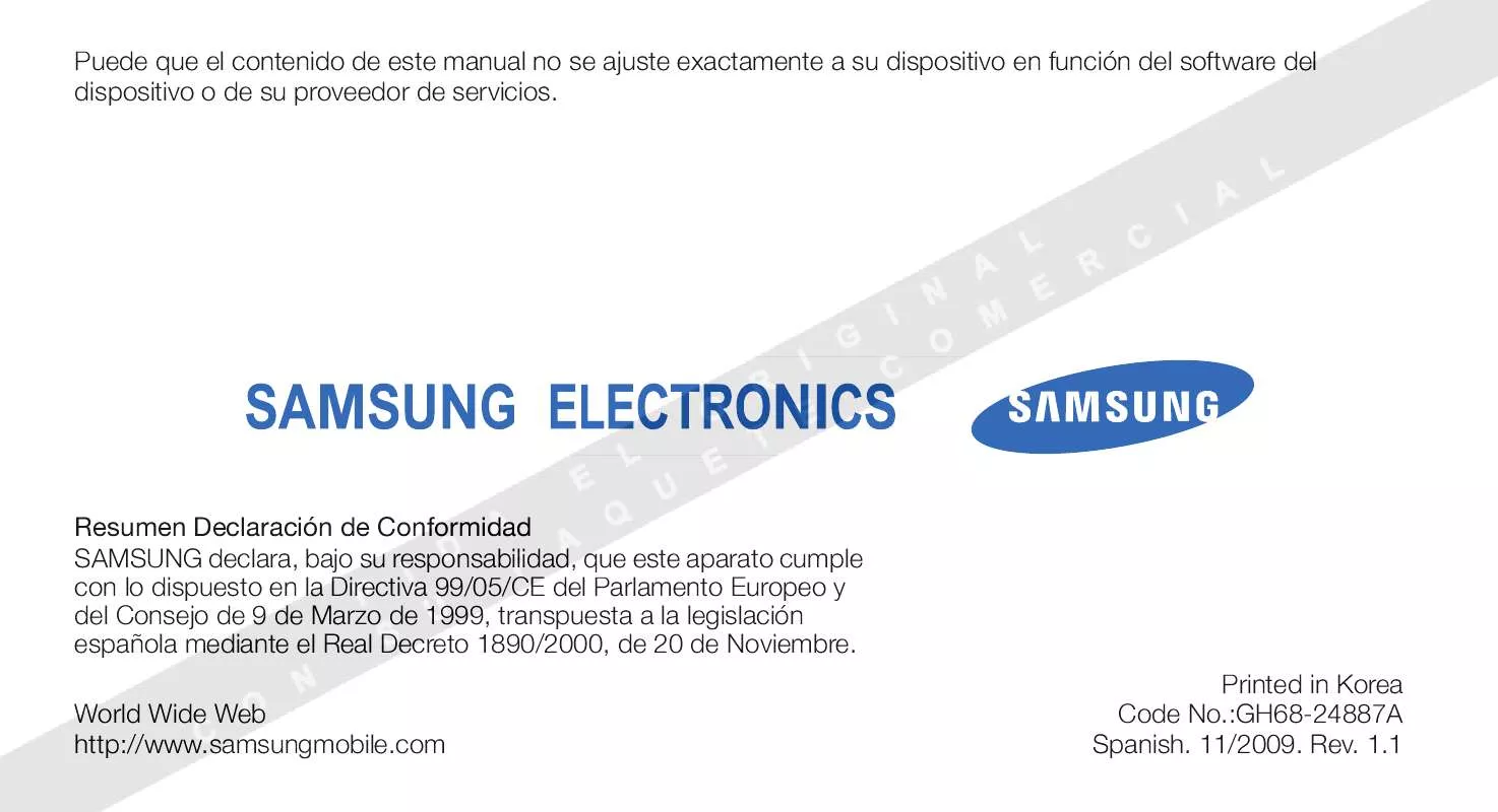 Mode d'emploi SAMSUNG I7500 GALAXY