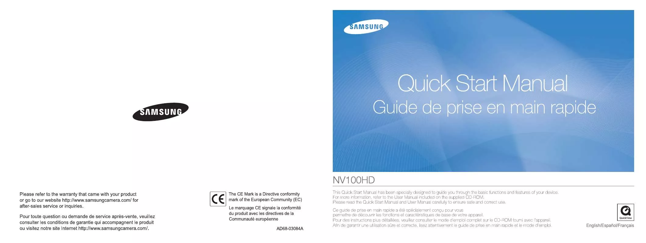 Mode d'emploi SAMSUNG LANDIAO NV100D